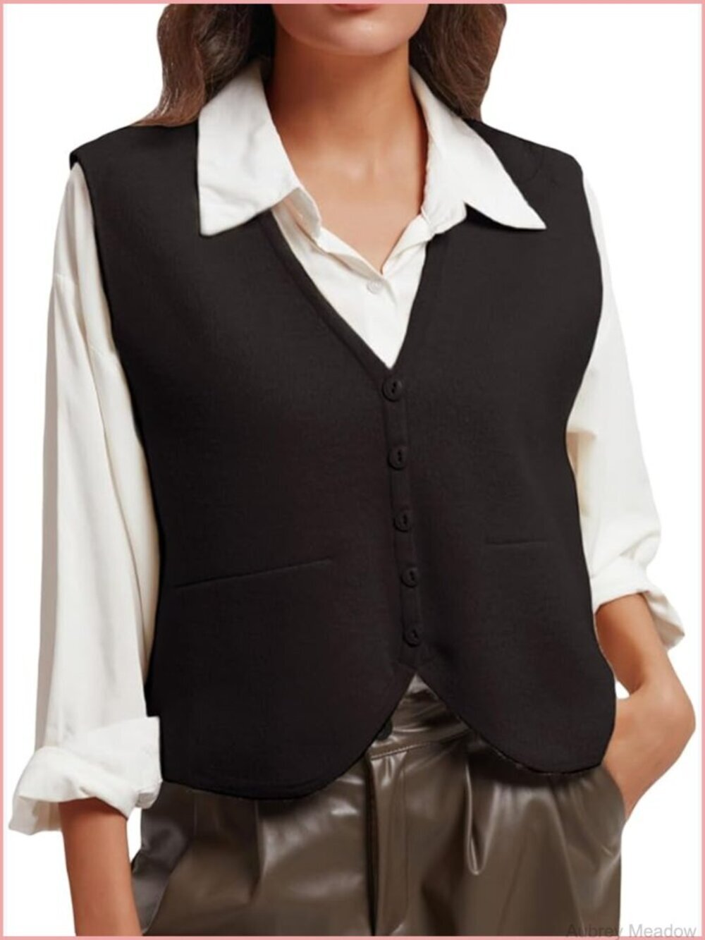 Cropped Sweater Vest Sleeveless V Neck Button Down Casual Knit Cardigan Tank Top